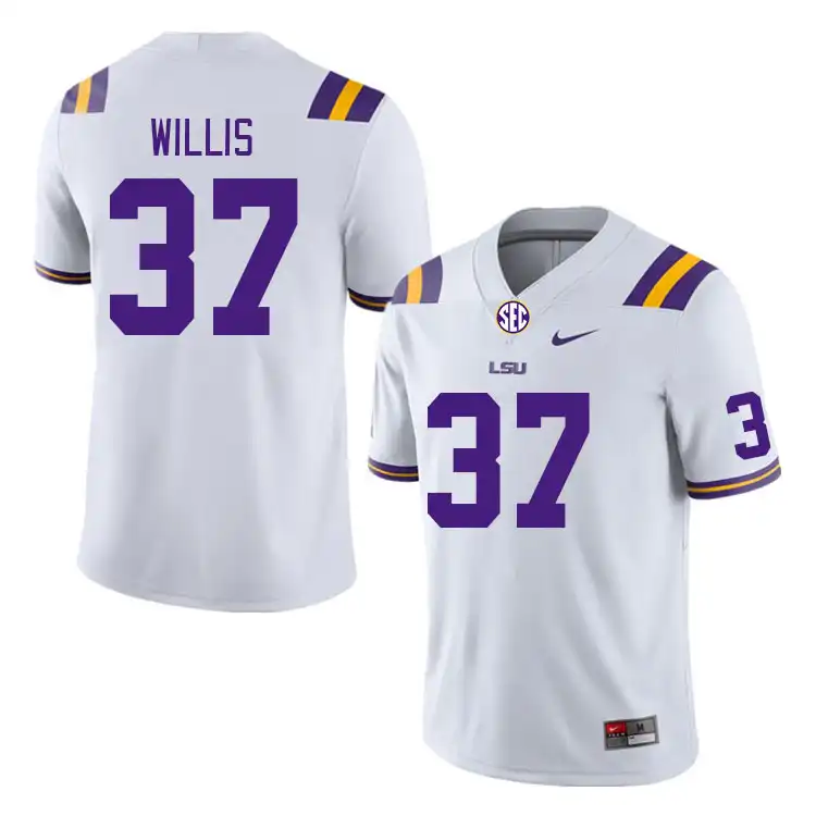 Men's LSU Tigers RJ Willis #37 White NCAA Football Jersey